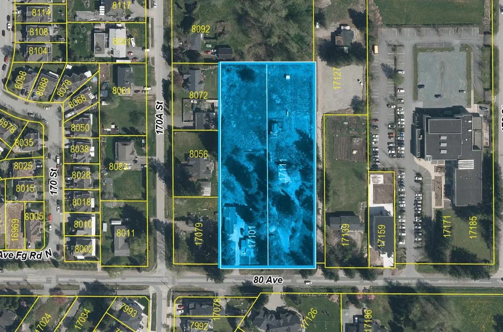 17111 + 17101 80 AVENUE, Surrey, BC — Land for Sale - Main Photo