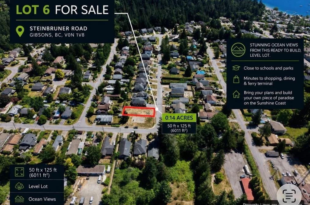 LOT 6 STEINBRUNNER ROAD, Gibsons, BC — Land for Sale - Main Photo